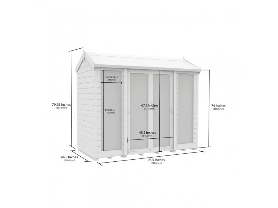 4ft x 8ft Apex Summer House (Full Height Window)