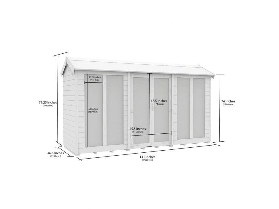 4ft x 12ft Apex Summer House (Full Height Window)