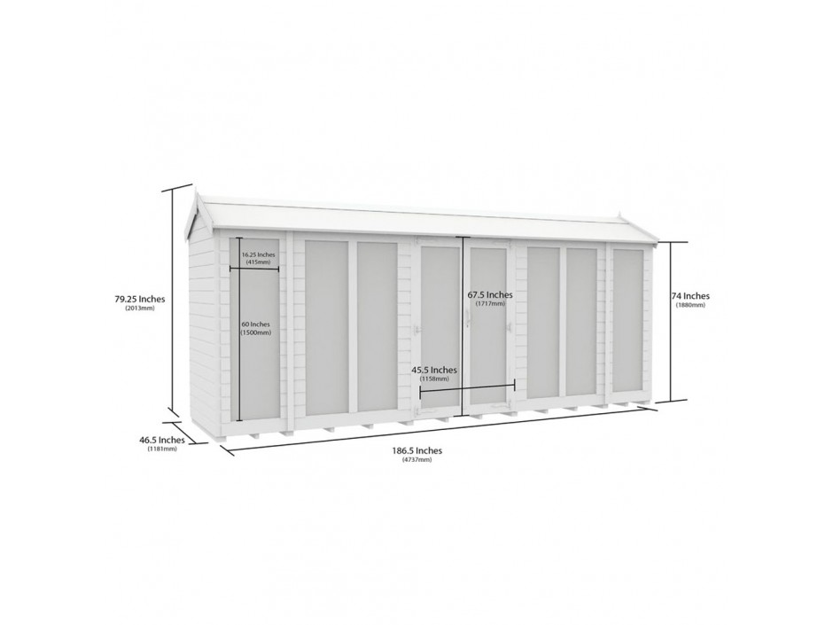 4ft x 16ft Apex Summer House (Full Height Window)