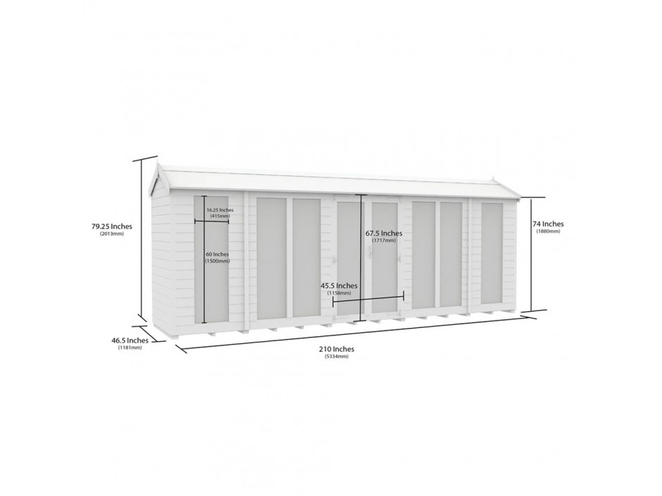 4ft x 18ft Apex Summer House (Full Height Window)