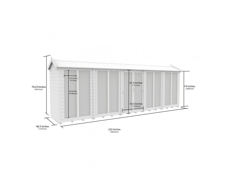 4ft x 20ft Apex Summer House (Full Height Window)