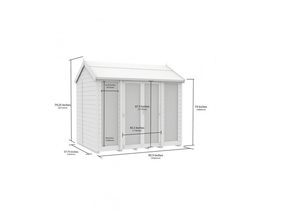 5ft x 8ft Apex Summer House (Full Height Window)