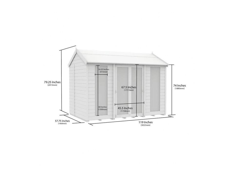 5ft x 10ft Apex Summer House (Full Height Window)