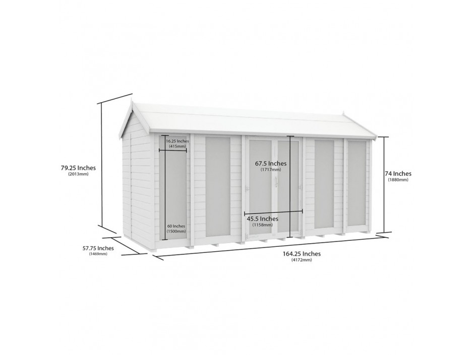 5ft x 14ft Apex Summer House (Full Height Window)