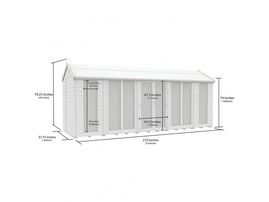 5ft x 18ft Apex Summer House (Full Height Window)