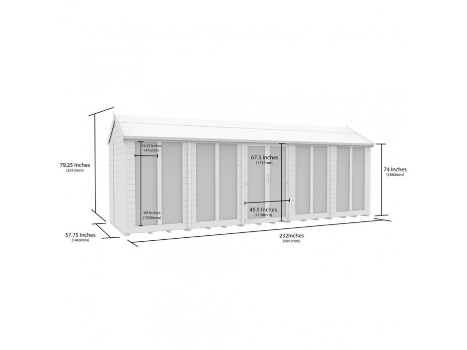 5ft x 20ft Apex Summer House (Full Height Window)