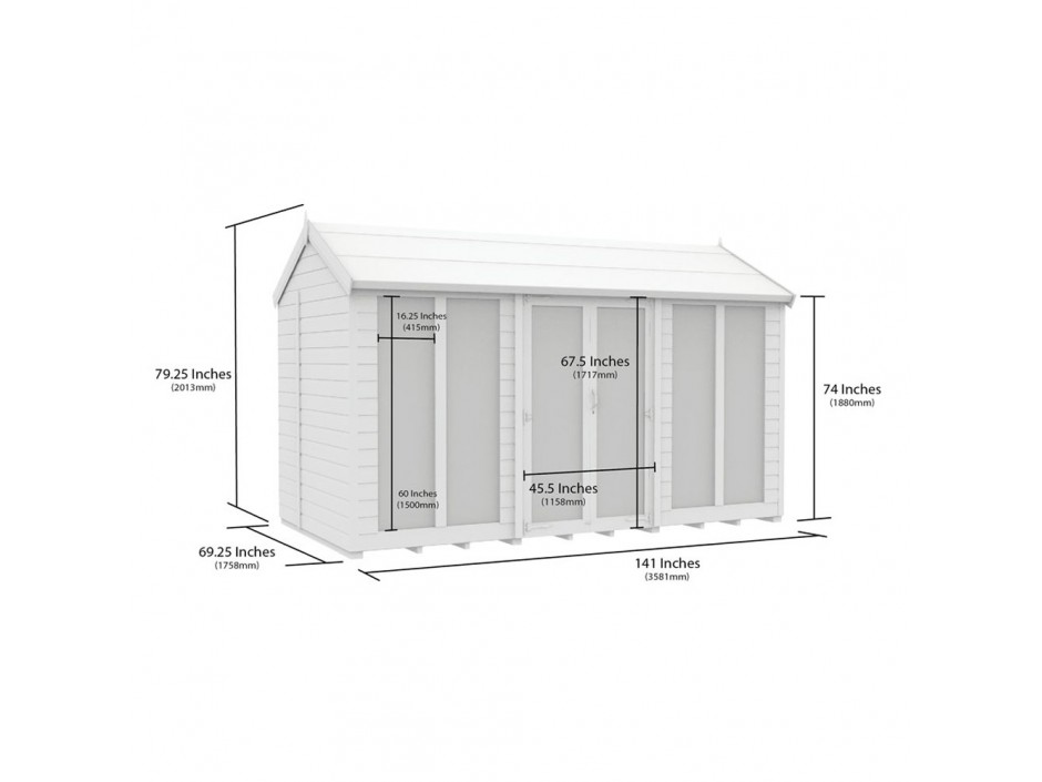 6ft x 12ft Apex Summer House (Full Height Window)