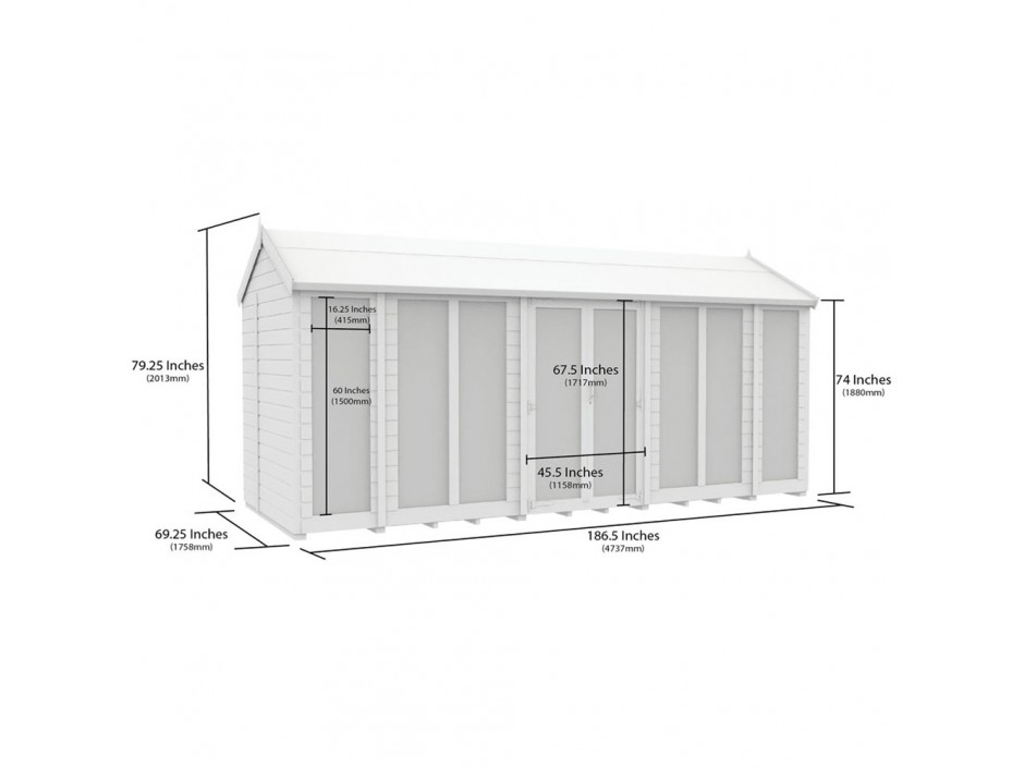 6ft x 16ft Apex Summer House (Full Height Window)