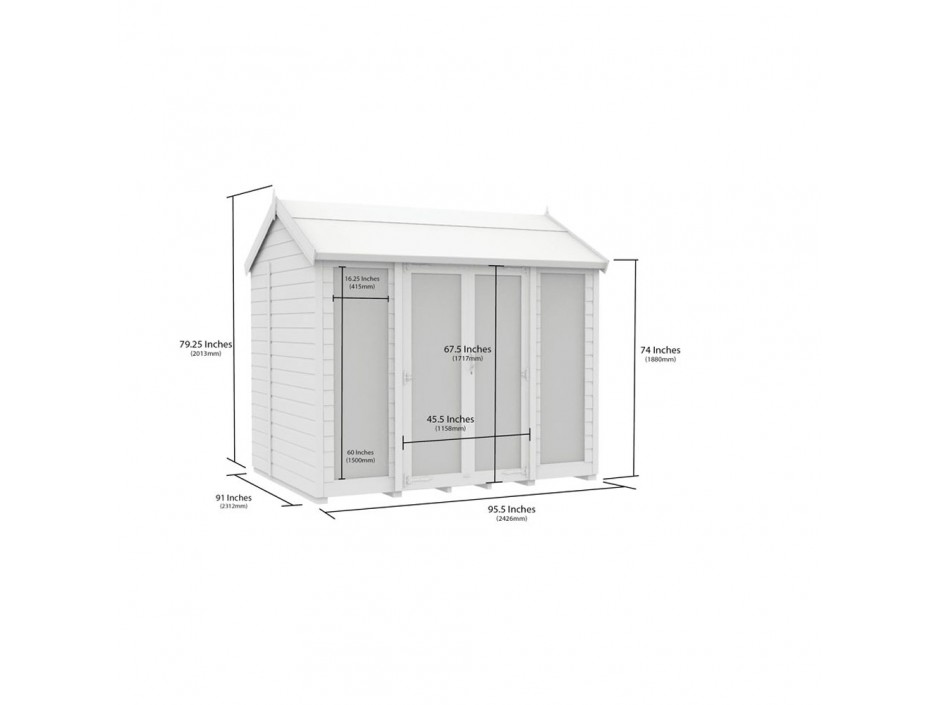 8ft x 8ft Apex Summer House (Full Height Window)