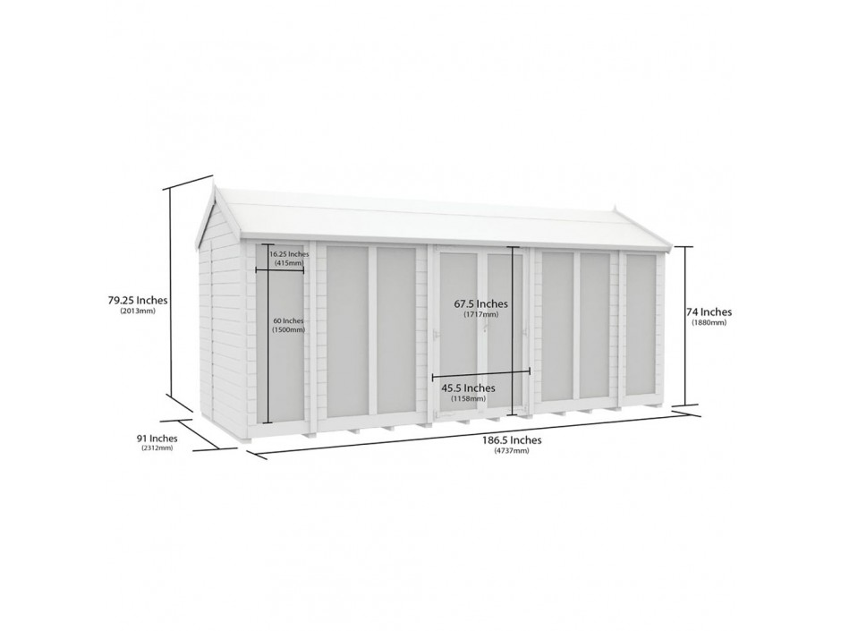 8ft x 16ft Apex Summer House (Full Height Window)