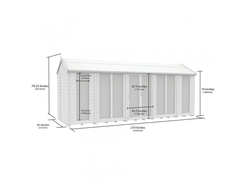 8ft x 18ft Apex Summer House (Full Height Window)