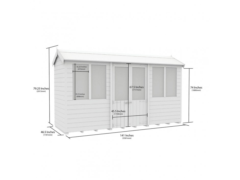 4ft x 12ft Apex Summer House