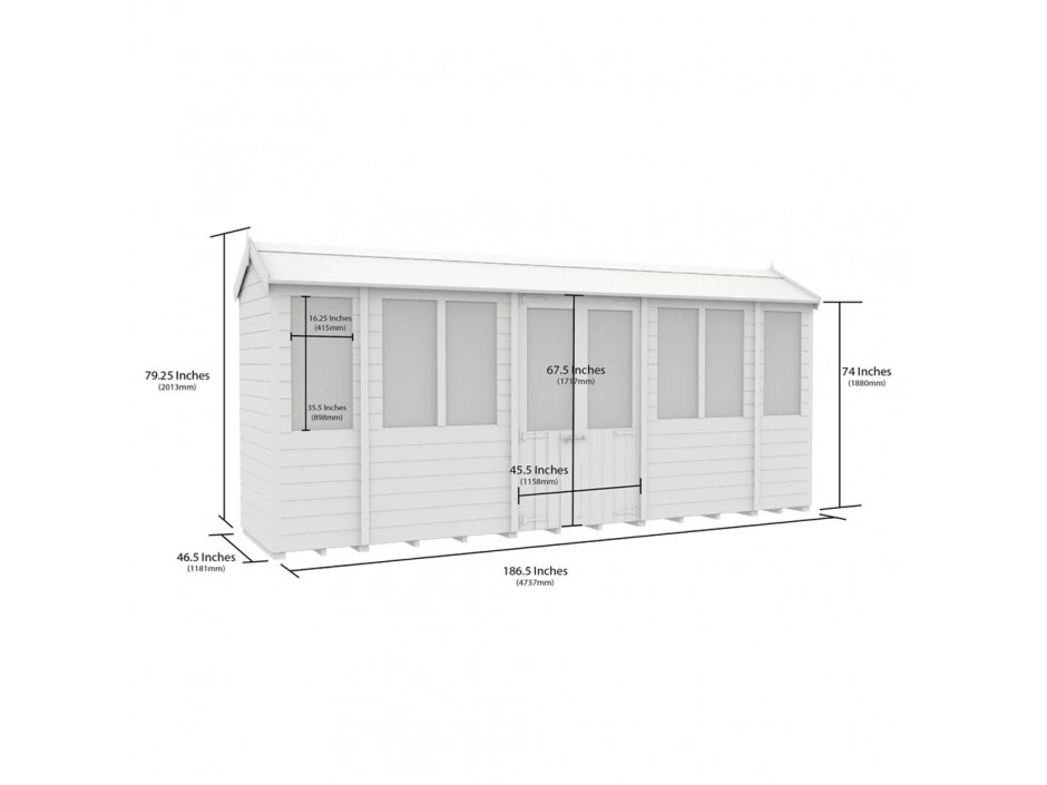 4ft x 16ft Apex Summer House