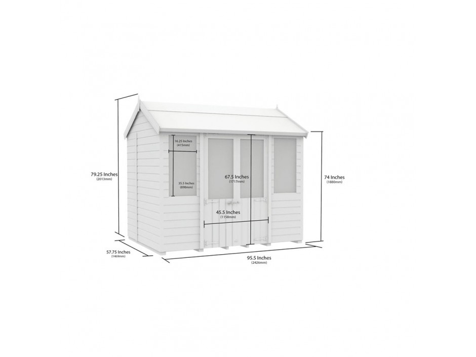 5ft x 8ft Apex Summer House