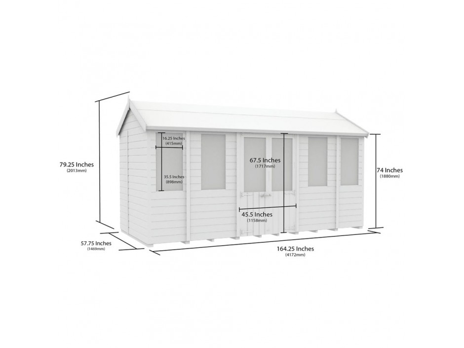 5ft x 14ft Apex Summer House