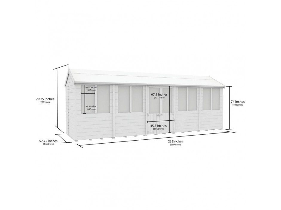 F&F 5ft x 20ft Apex Summer House