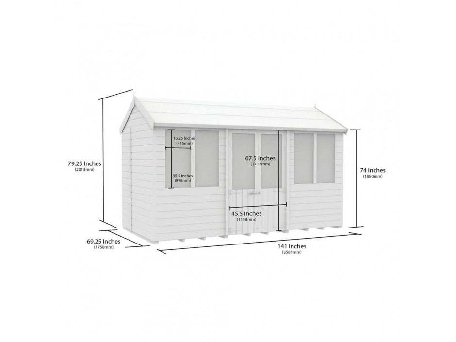 6ft x 12ft Apex Summer House