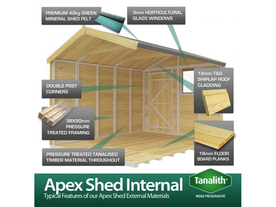 5ft x 14ft Apex Summer Shed