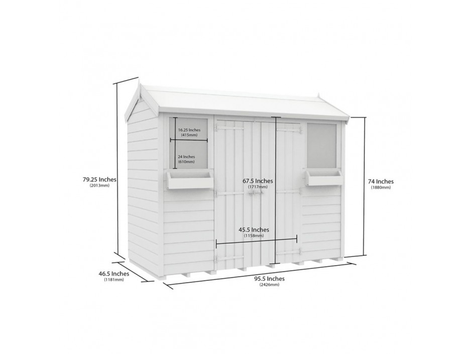 4ft x 8ft Apex Summer Shed