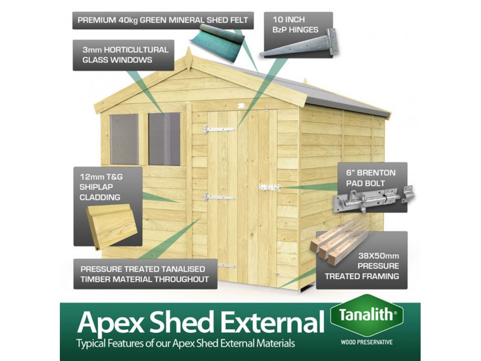 5ft x 14ft Apex Summer Shed