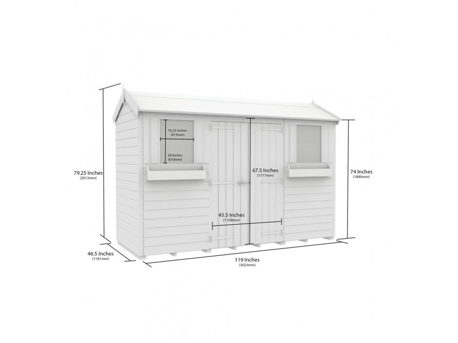 4ft x 10ft Apex Summer Shed