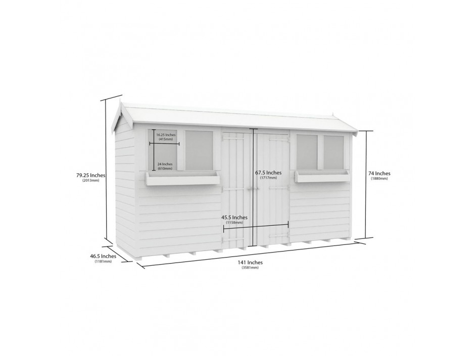 4ft x 12ft Apex Summer Shed