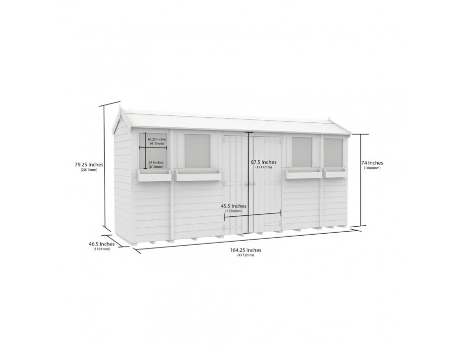 4ft x 14ft Apex Summer Shed