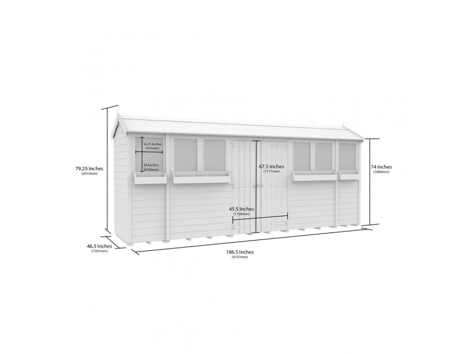 4ft x 16ft Apex Summer Shed