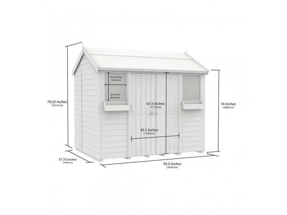 5ft x 8ft Apex Summer Shed