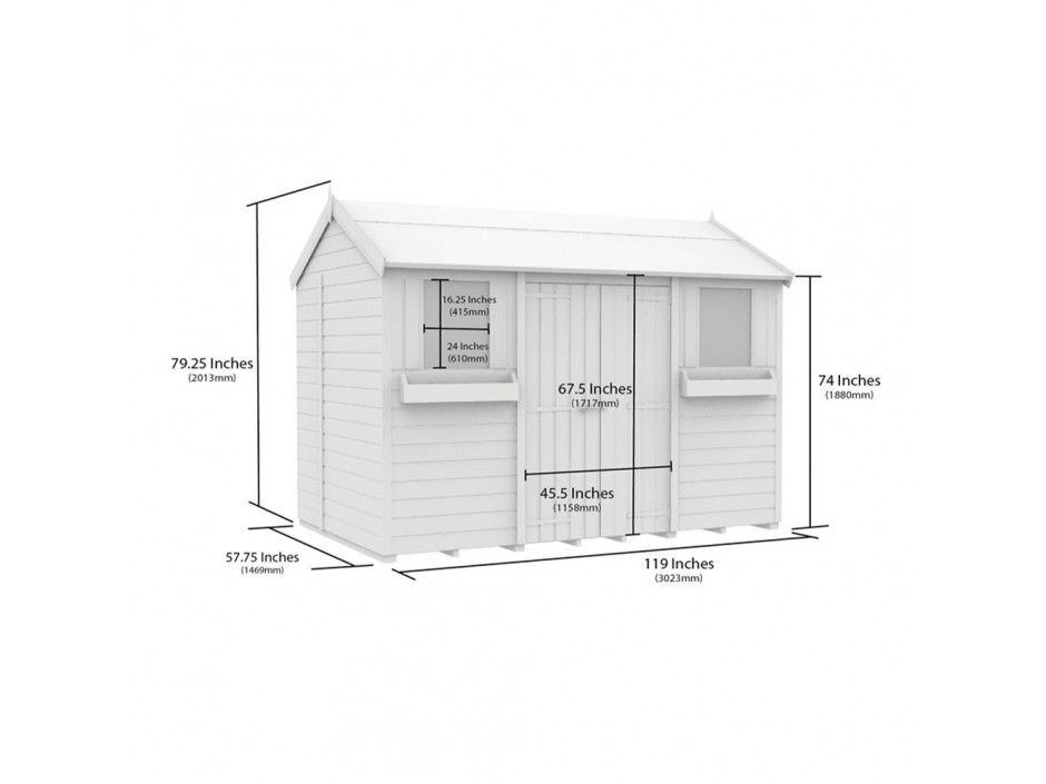 5ft x 10ft Apex Summer Shed