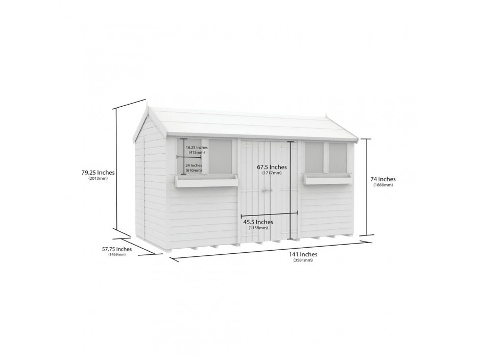 5ft x 12ft Apex Summer Shed