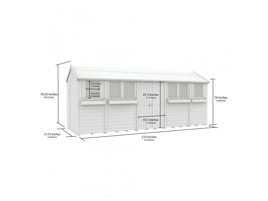 5ft x 18ft Apex Summer Shed