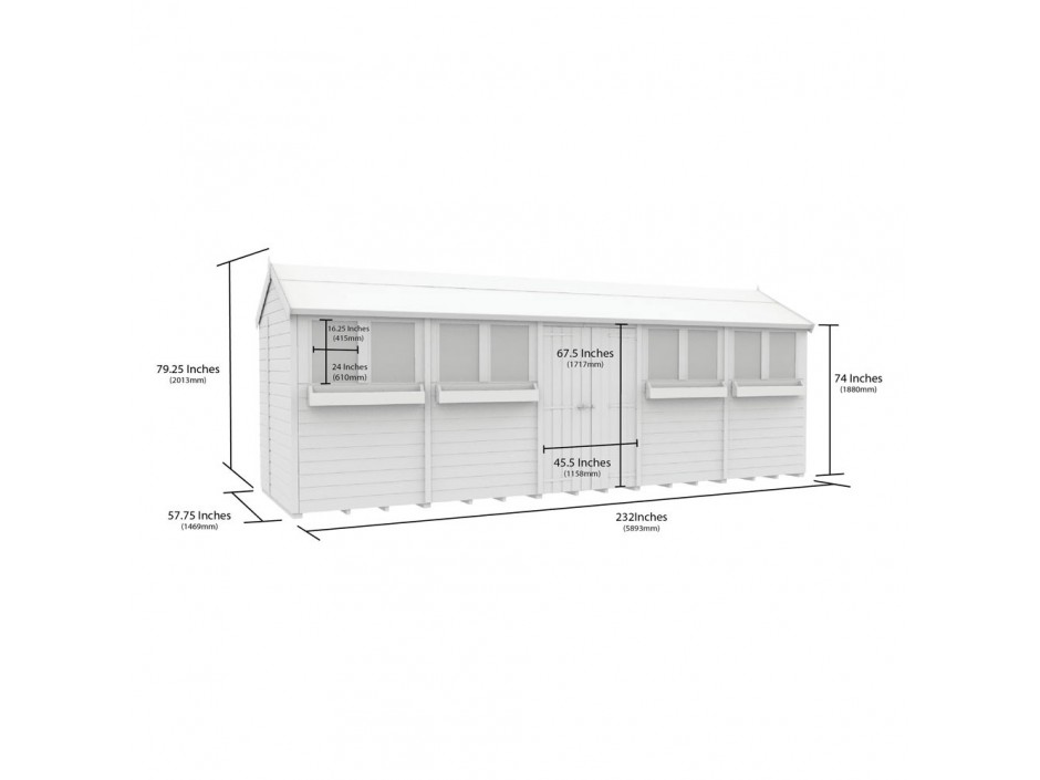 5ft x 20ft Apex Summer Shed