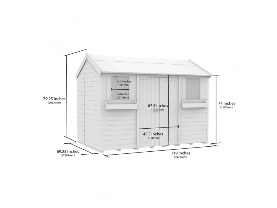 6ft x 10ft Apex Summer Shed