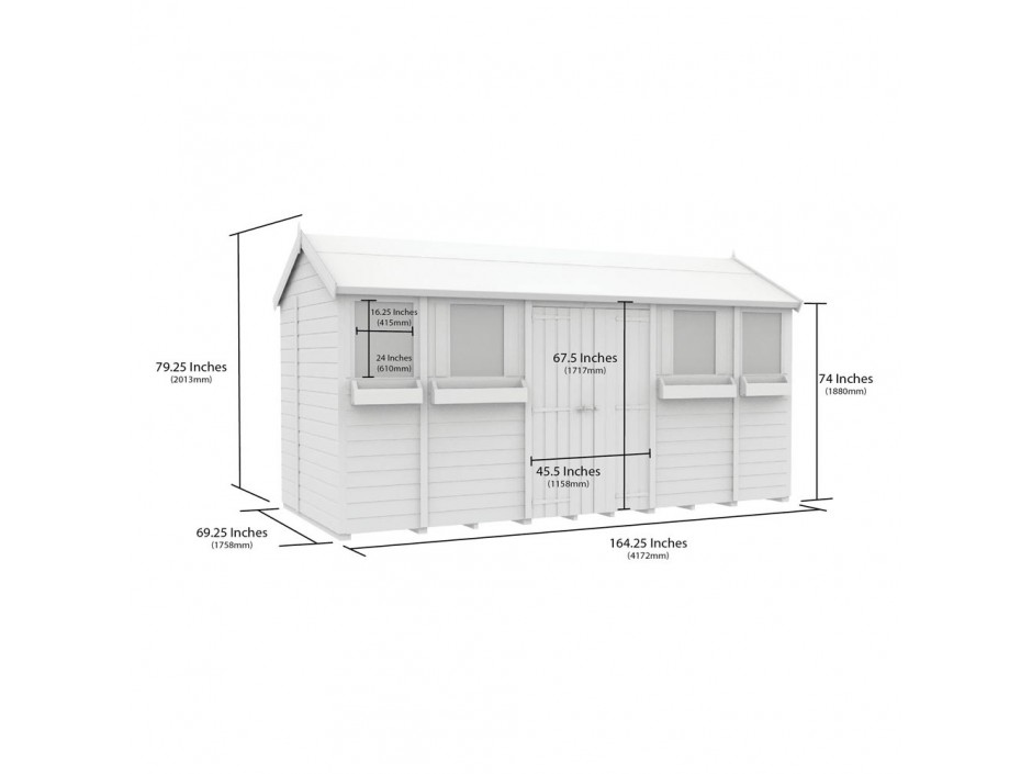 6ft x 14ft Apex Summer Shed