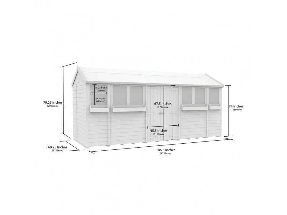 6ft x 16ft Apex Summer Shed