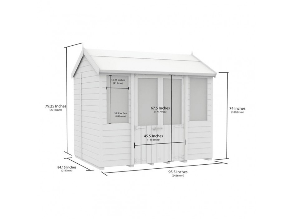 7ft x 8ft Apex Summer Shed