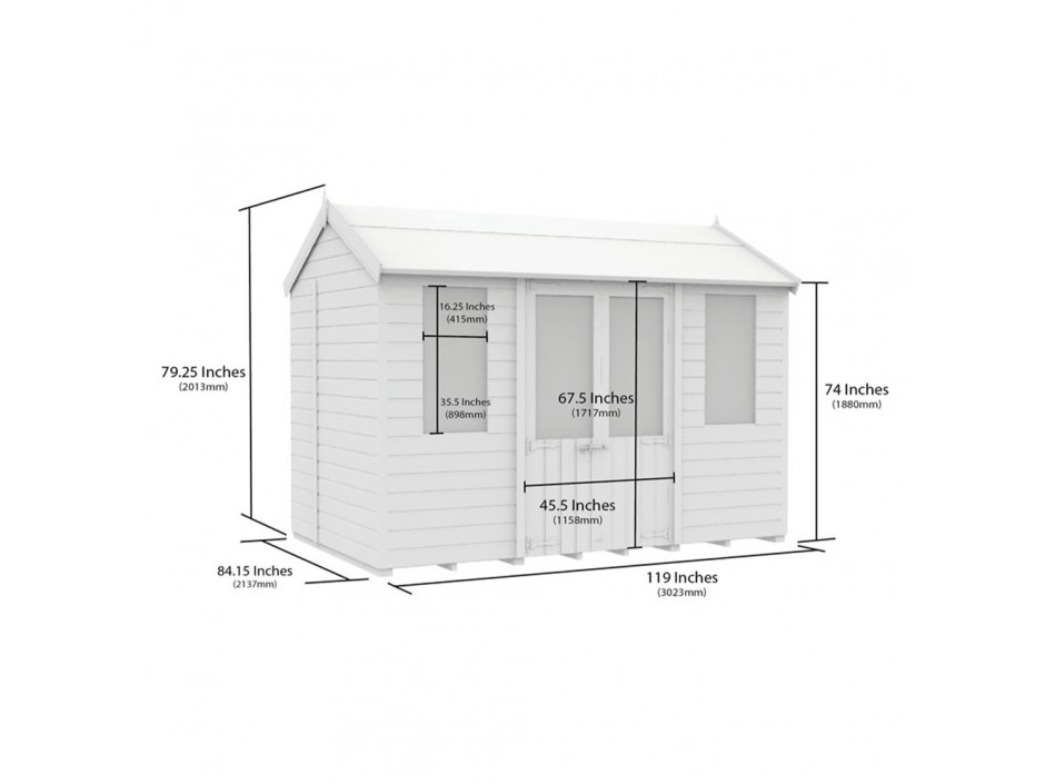 7ft x 10ft Apex Summer Shed