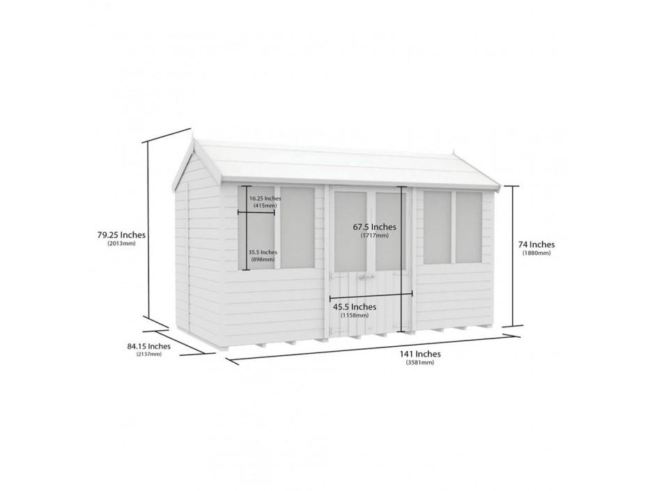 7ft x 12ft Apex Summer Shed