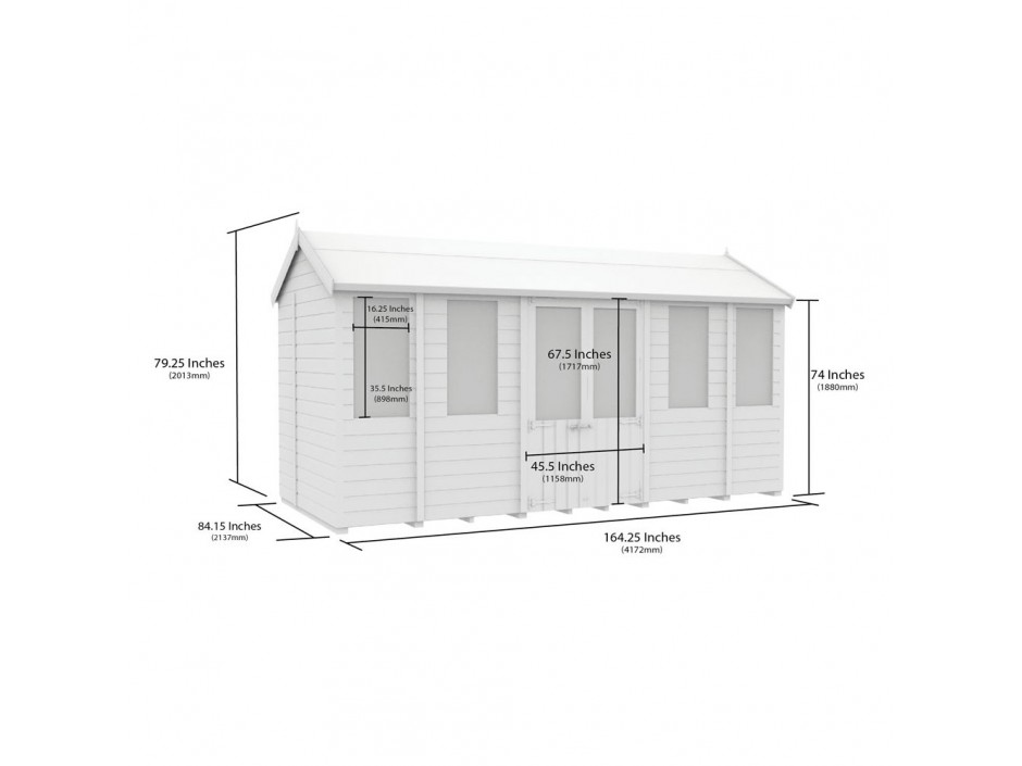 7ft x 14ft Apex Summer Shed