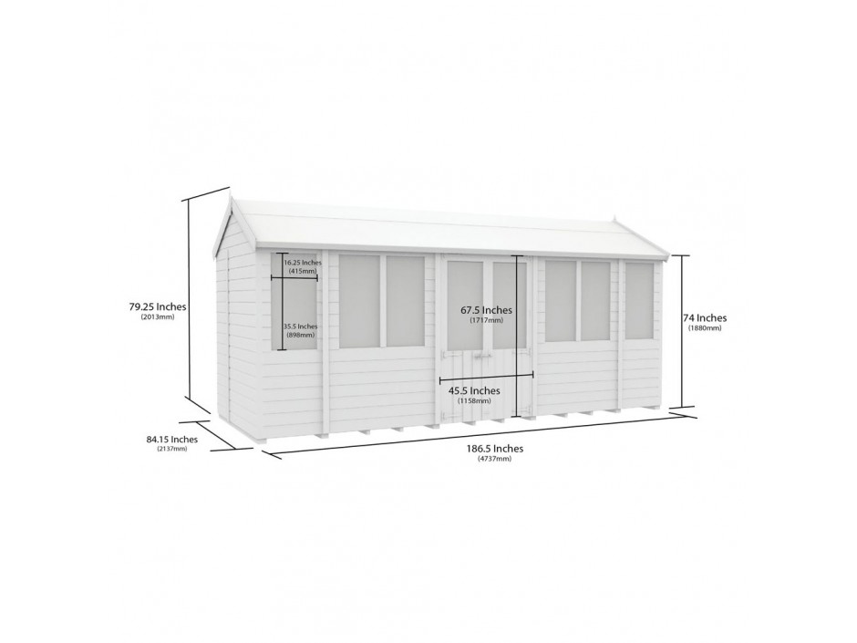 7ft x 16ft Apex Summer Shed