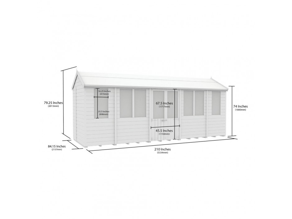 7ft x 18ft Apex Summer Shed