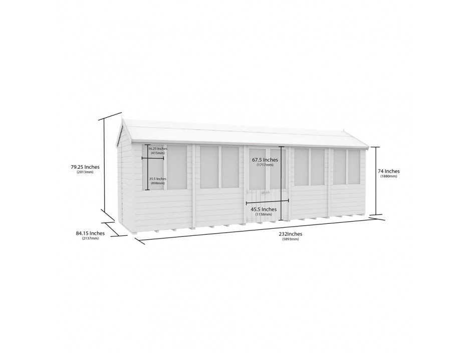 7ft x 20ft Apex Summer Shed