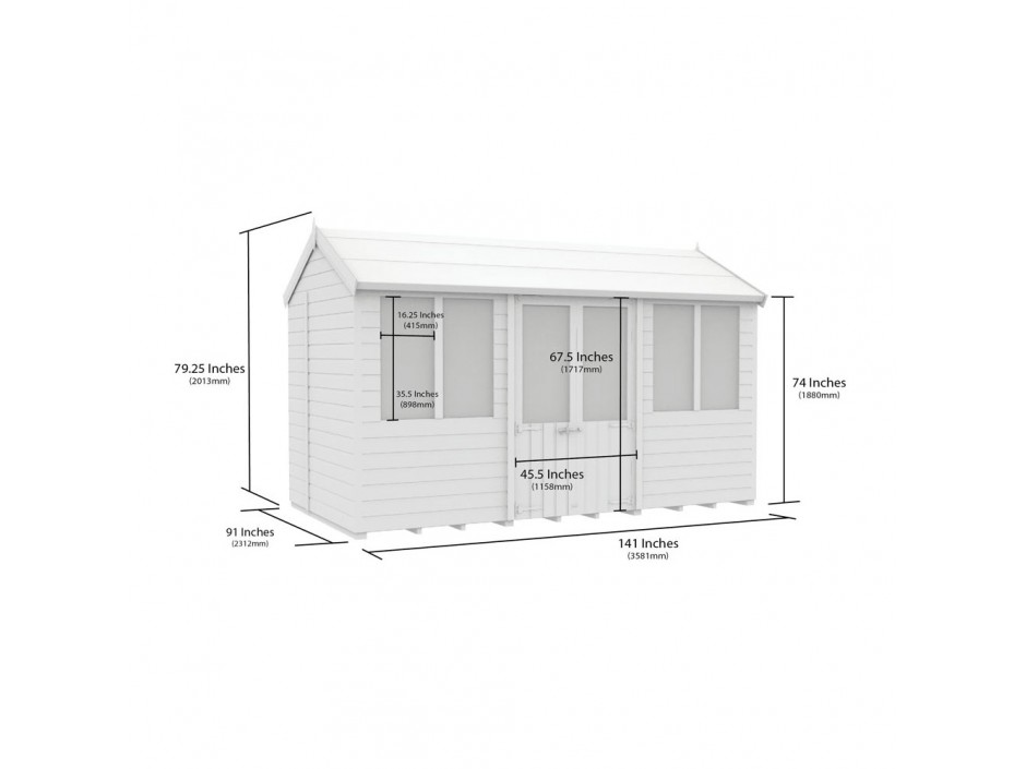 8ft x 12ft Apex Summer Shed