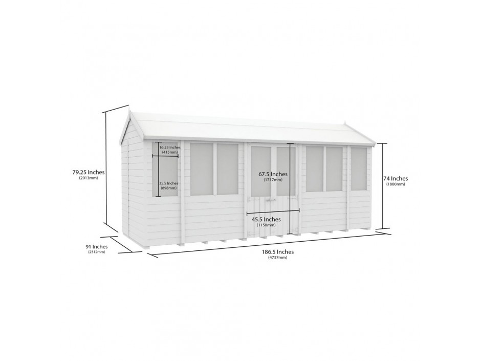 8ft x 16ft Apex Summer Shed