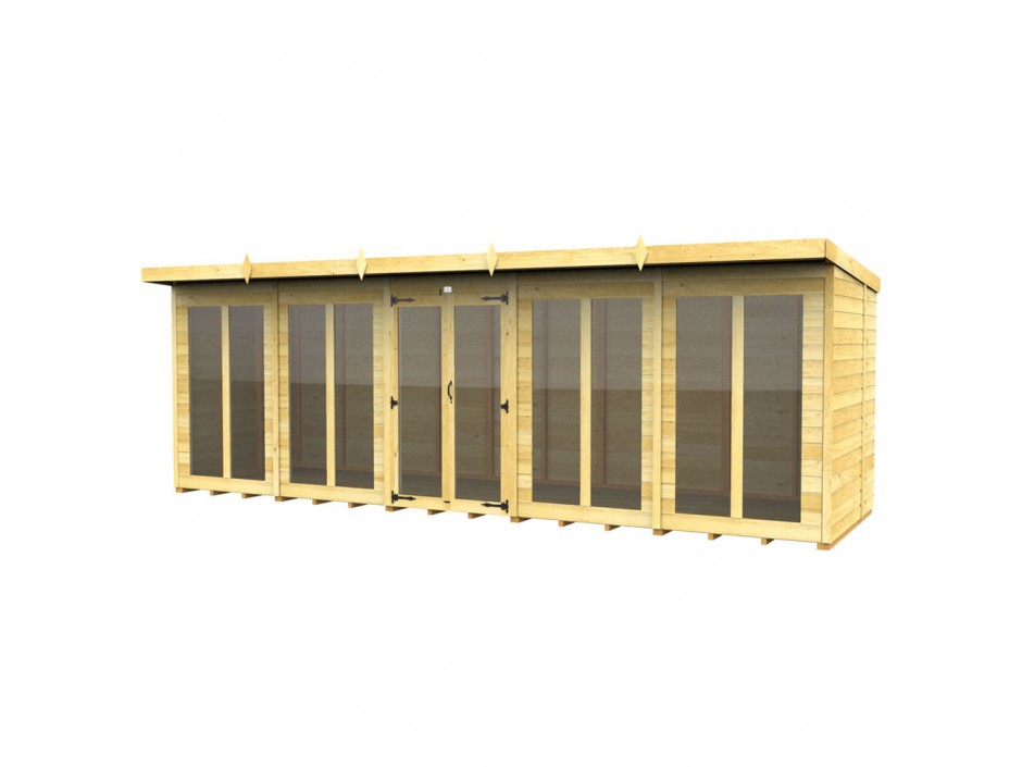 20ft x 5ft Pent Summer House (Full Height Window)