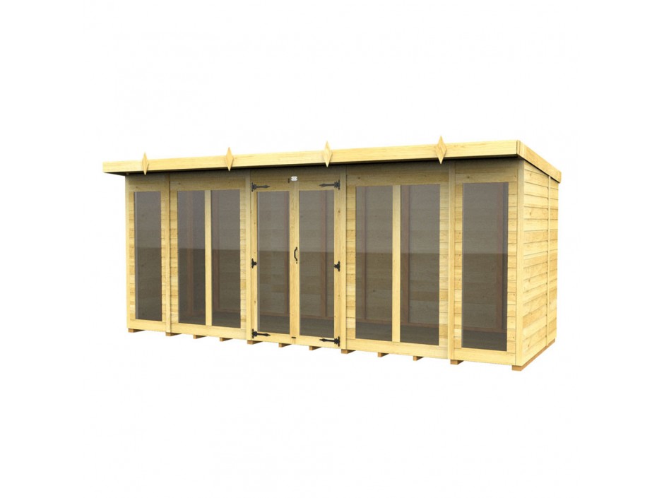 16ft x 8ft Pent Summer House (Full Height Window)