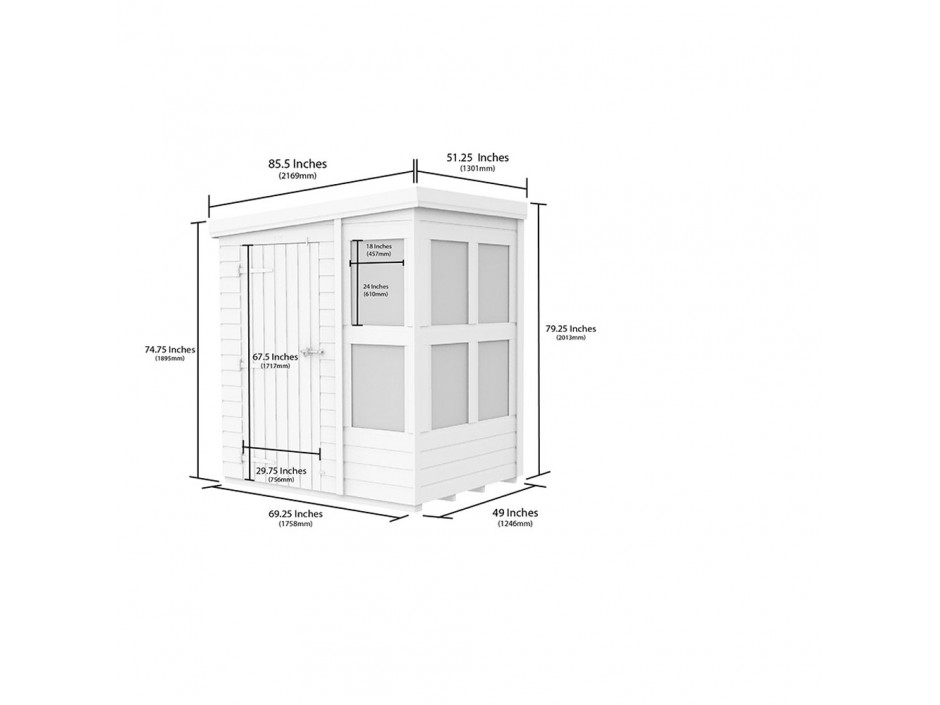 6ft x 4ft Pent Potting Shed