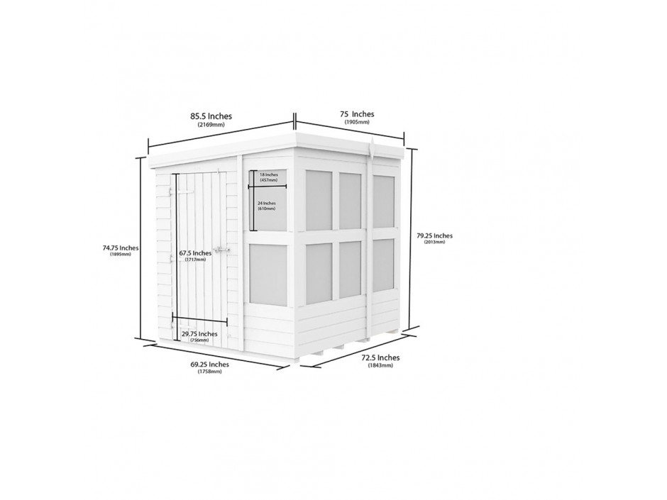 6ft x 6ft Pent Potting Shed