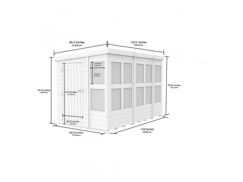 10ft x 6ft Pent Potting Shed